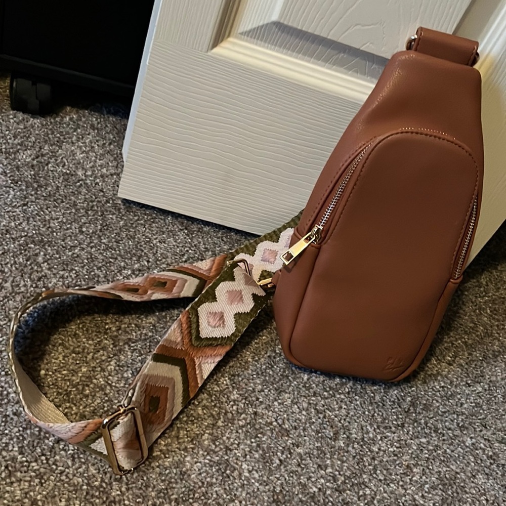 Boho Brown Faux Leather Nikki Sling Bag by Pink Cove